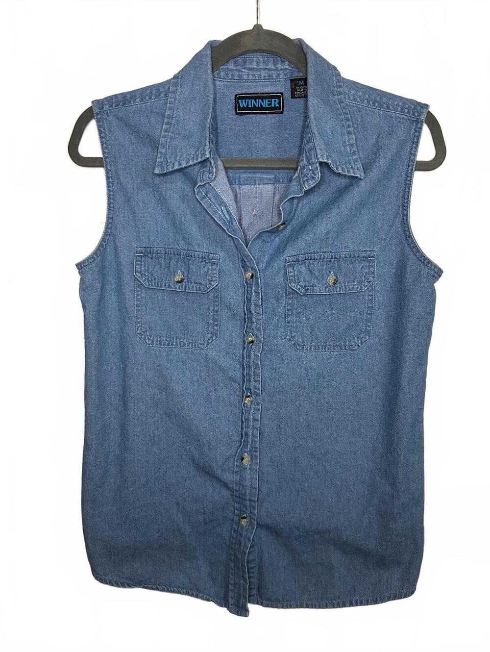 Denim button up top medium 100% cotton
